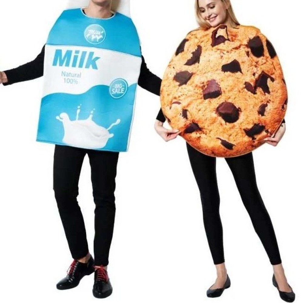 Milk and Cookie Costumes Adult Couples Set Foam Flexible Party Halloween Cute